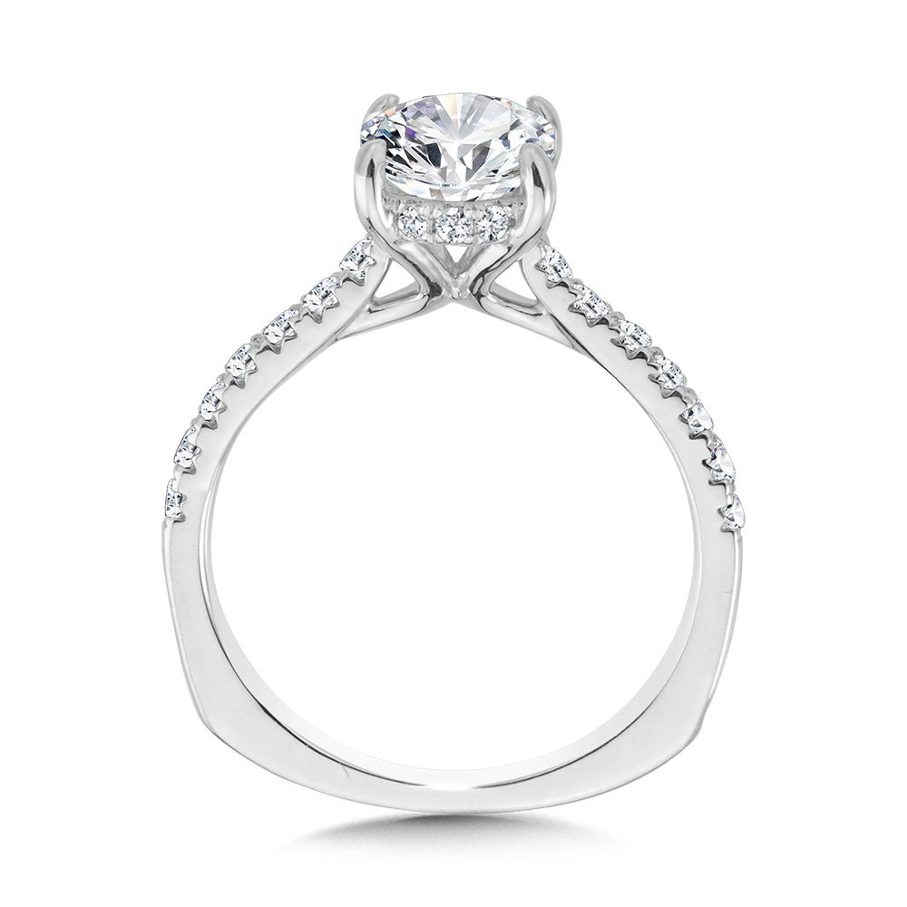 OVAL-CUT STRAIGHT HIDDEN HALO DIAMOND ENGAGEMENT RING R2305W