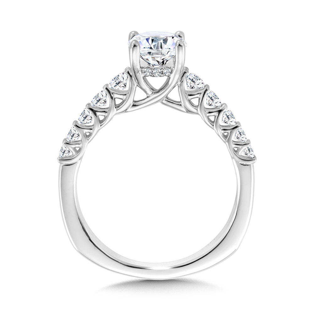 Valina Oval-Cut Graduating Trellis-Set & Hidden Halo Diamond Engagement Ring R2310W