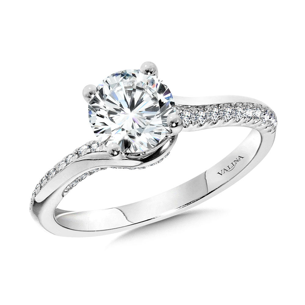 Valina Subtle Diamond Bypass Engagement Ring w/ Hidden Accents R2370W-SR