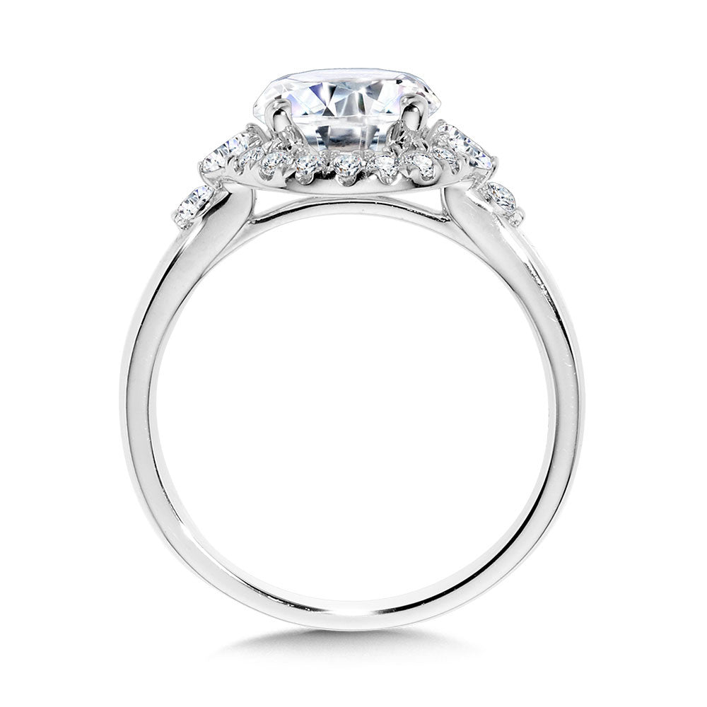 MARQUISE-ACCENTED DIAMOND HALO ENGAGEMENT RING R2373W-SR