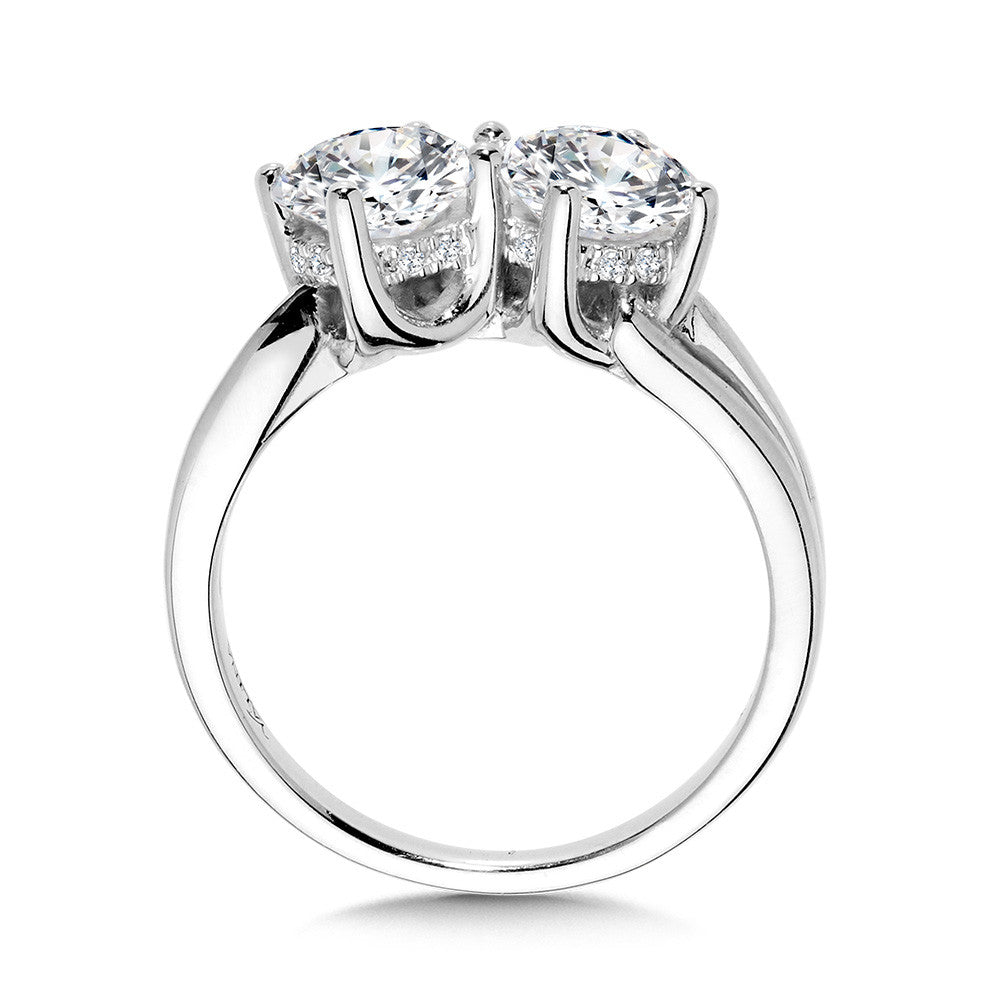 Valina Round Double Center Stone & Hidden Halo Solitaire Engagement Ring R2384W-SR