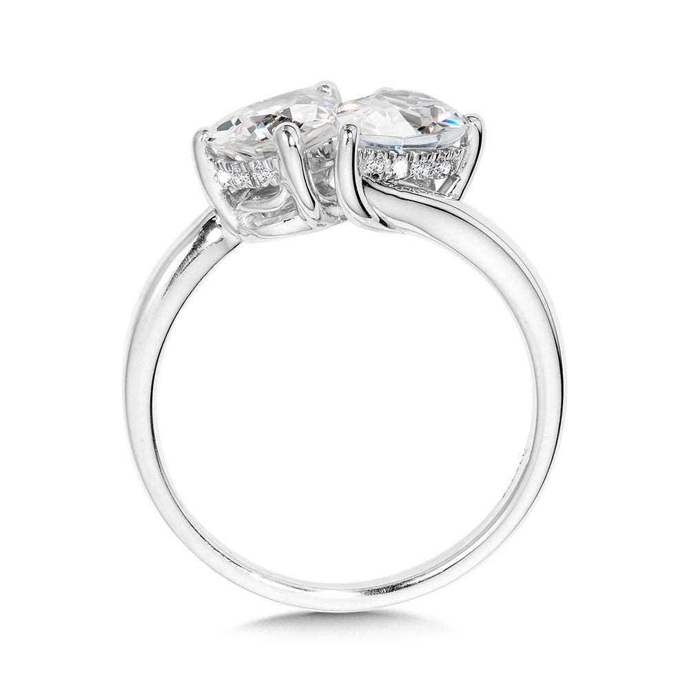 Valina Pear-Cut Double Center Stone & Hidden Halo Solitaire Engagement Ring R2386W-SR