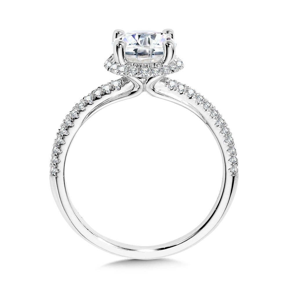 Valina Round Drop Halo Diamond Engagement Ring R2389W-SR
