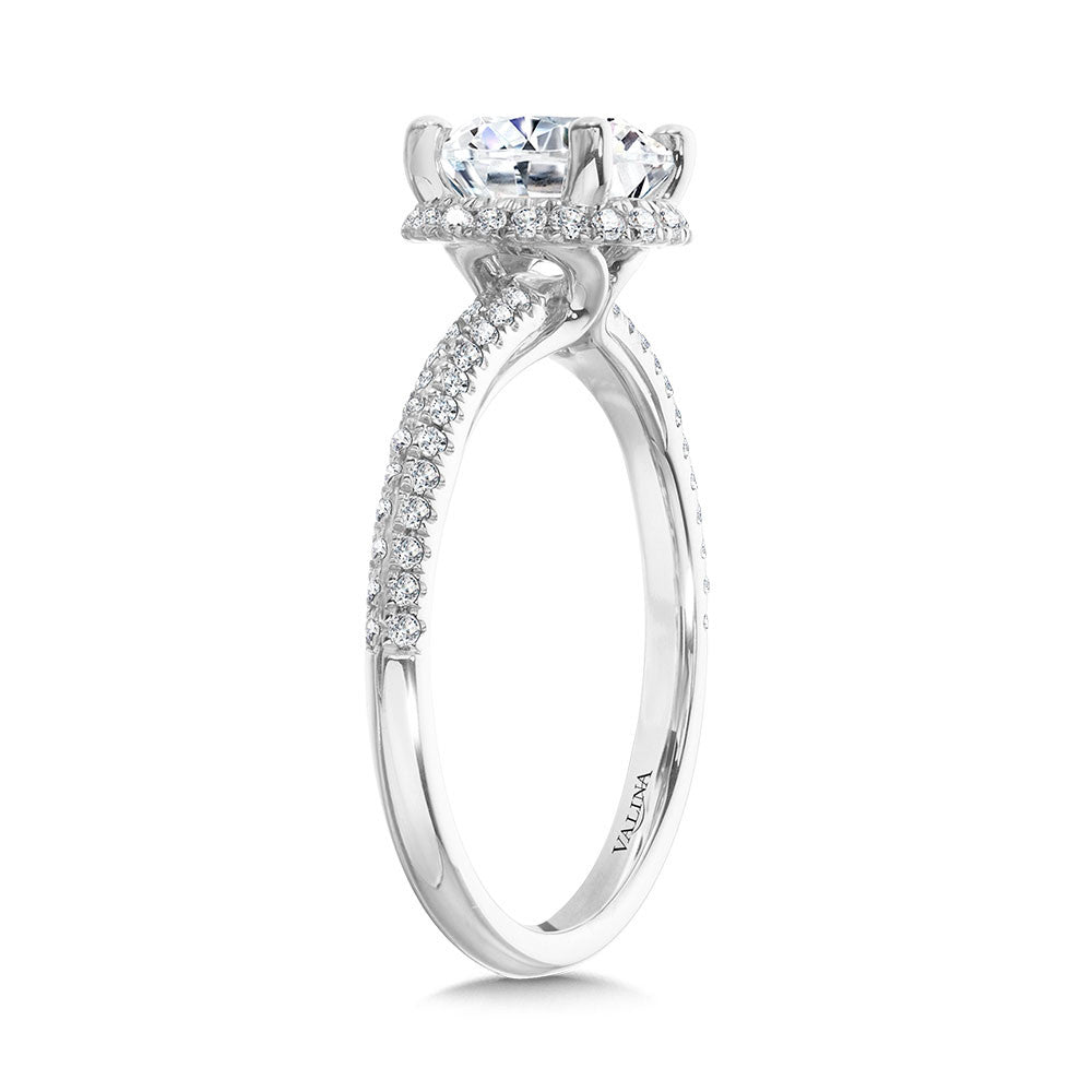 Valina Round Drop Halo Diamond Engagement Ring R2389W-SR