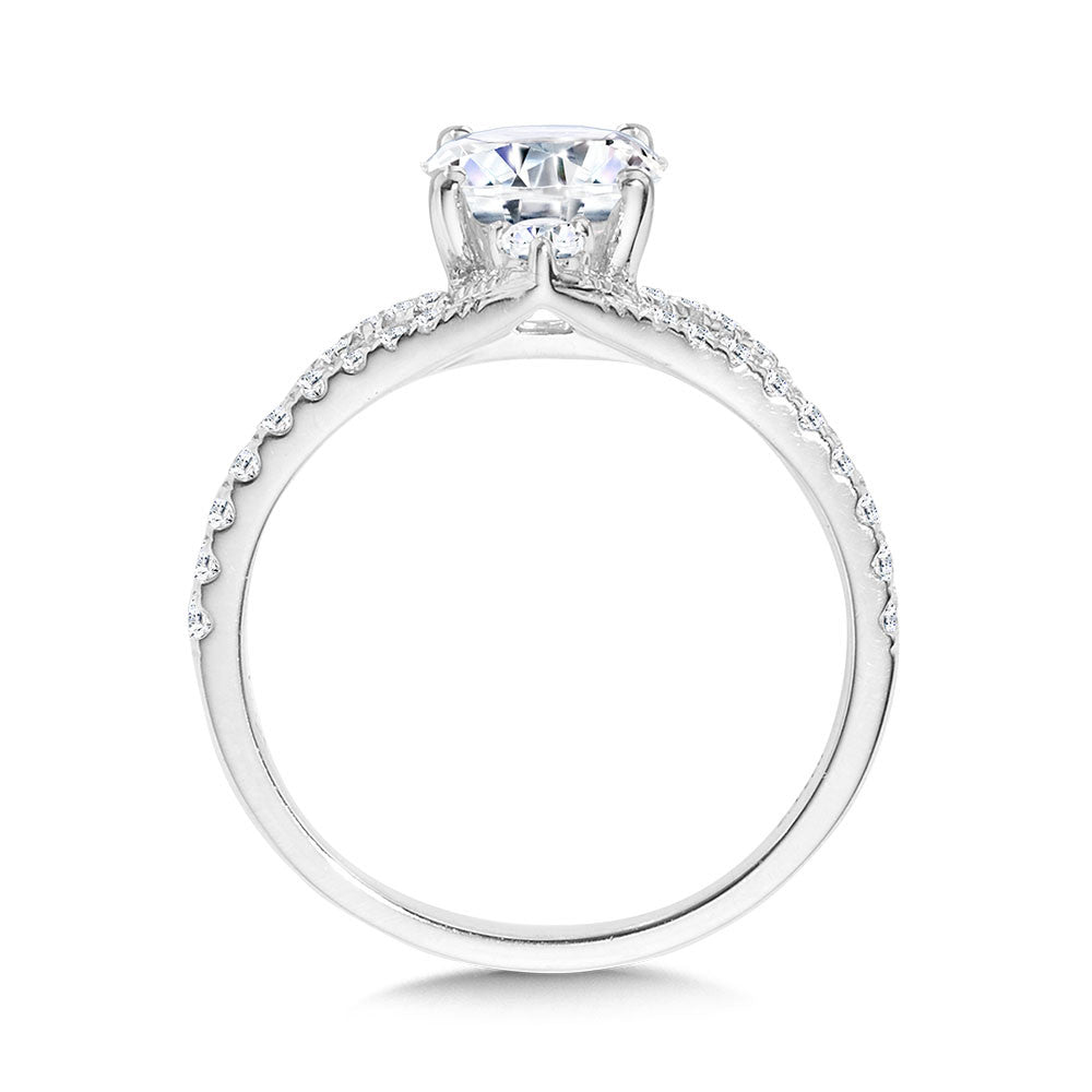 Valina Arching Split Shank Chevron-Shaped Diamond Engagement Ring R2399W-SR
