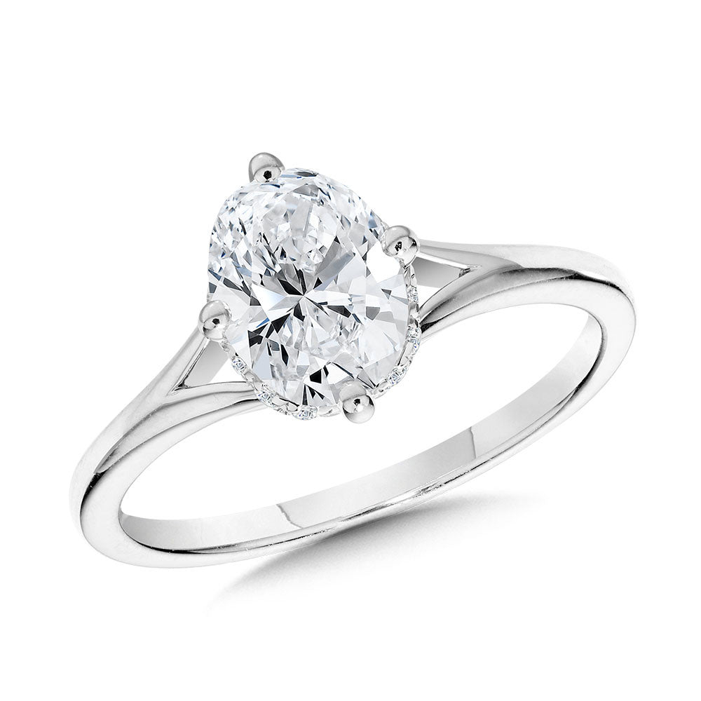 Valina Oval-Cut Hidden Accent & Split Shank Diamond Engagement Ring R2407W-SR