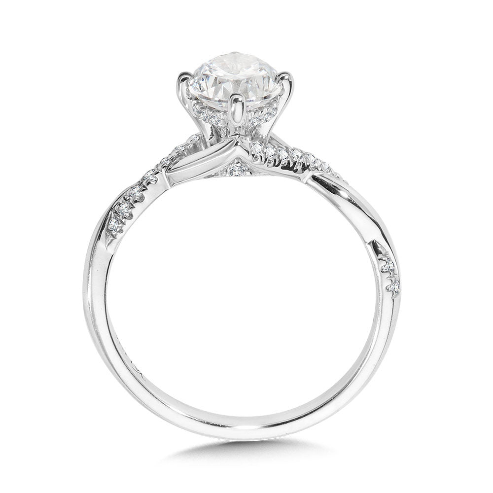 Valina Oval-Cut Hidden Halo Crisscross Diamond Engagement Ring w/ Compass Prongs R2412W-SR