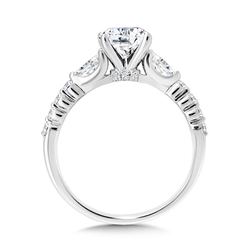 Valina Pear-Accented Three-Stone Shared Prong Diamond Engagement Ring R2413W-SR