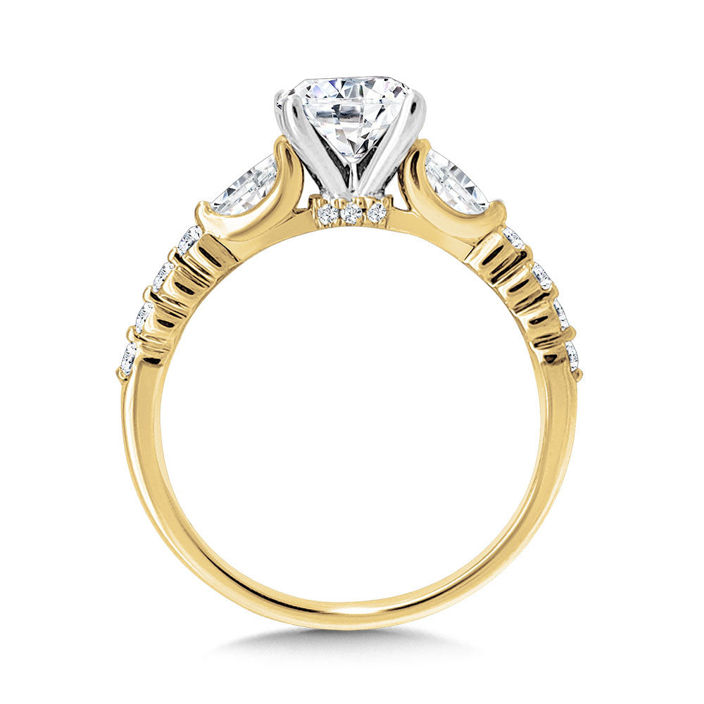 Valina Pear-Accented Three-Stone Shared Prong Diamond Engagement Ring R2413Y-SR
