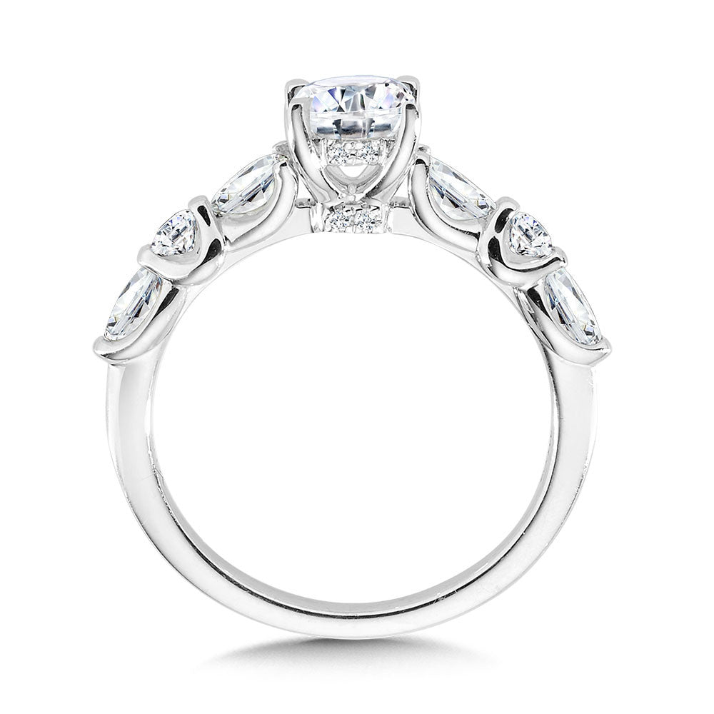 Valina Oval-Cut Hidden Halo Stackable Diamond Engagement Ring w/ Trellis Shank Setting R2415W-SR