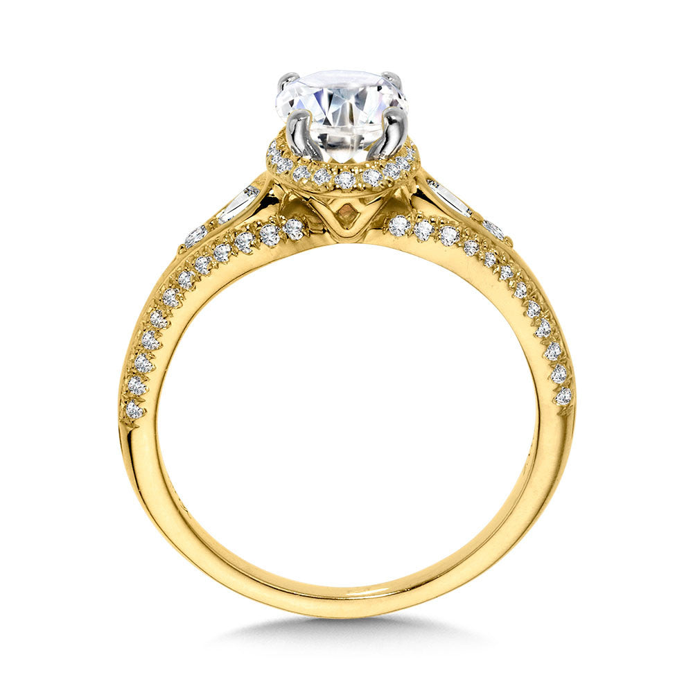 Valina Oval-Cut & Pear-Cut Accented Tapered Engagement Ring w/ Drop Halo R2420Y-SR
