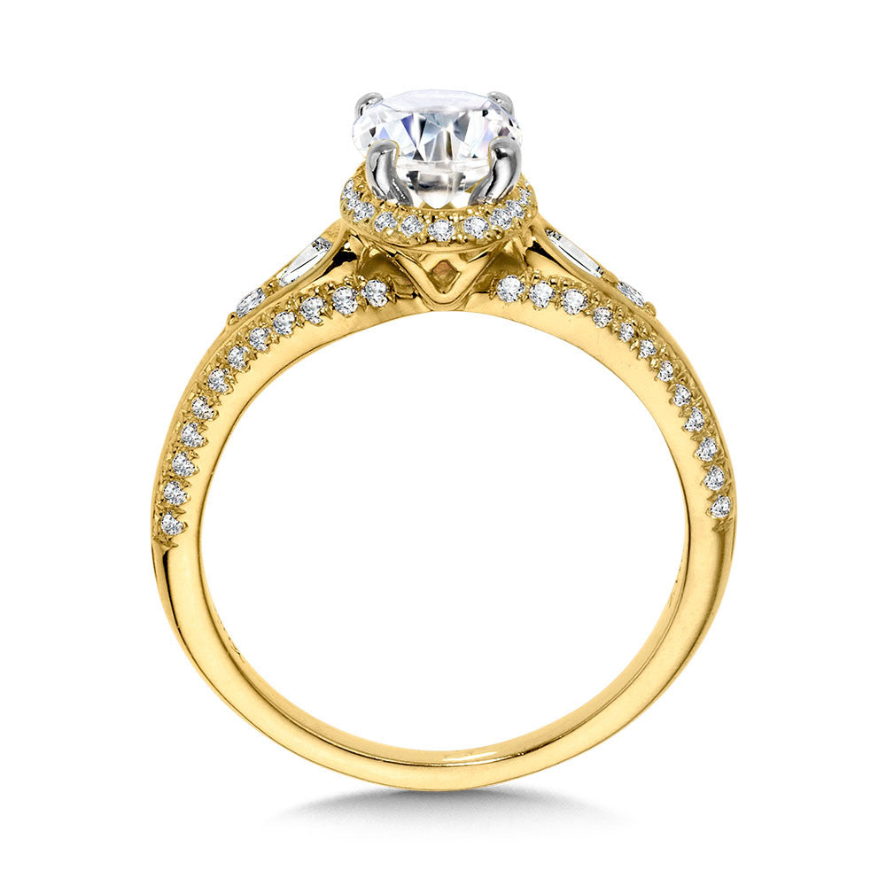 OVAL-CUT & PEAR-CUT ACCENTED TAPERED ENGAGEMENT RING W/ DROP HALO R2420Y-SR