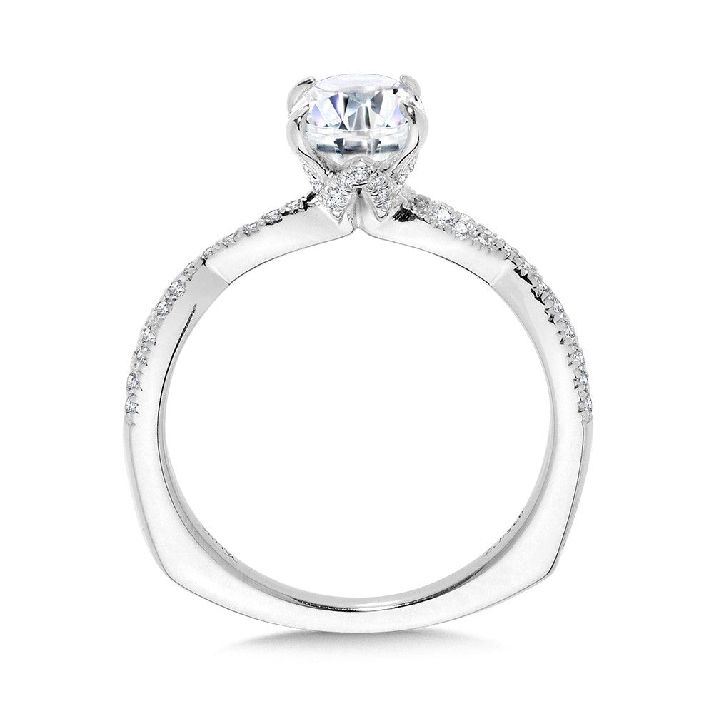 Valina Oval-Cut Diamond Criss-Cross Engagement Ring w/ Chevron Collar R2438W