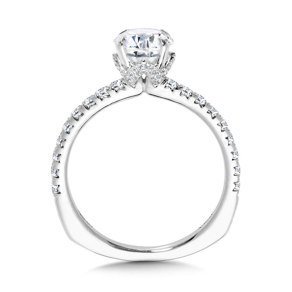 Valina Straight Round Diamond Engagement Ring w/ Chevron Collar R2441W
