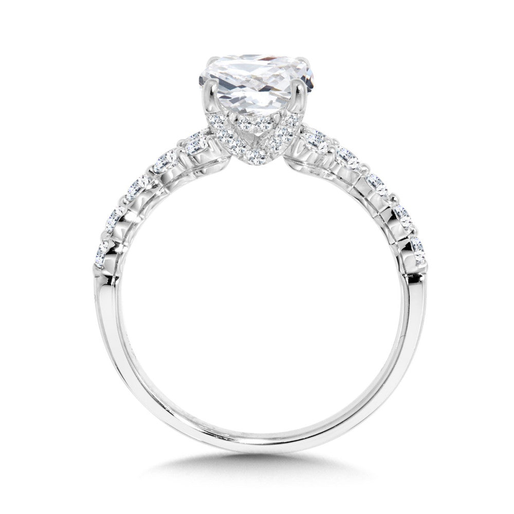 Valina Cushion-Cut & Shared Prong Accent Diamond Engagement Ring R2477W-SR