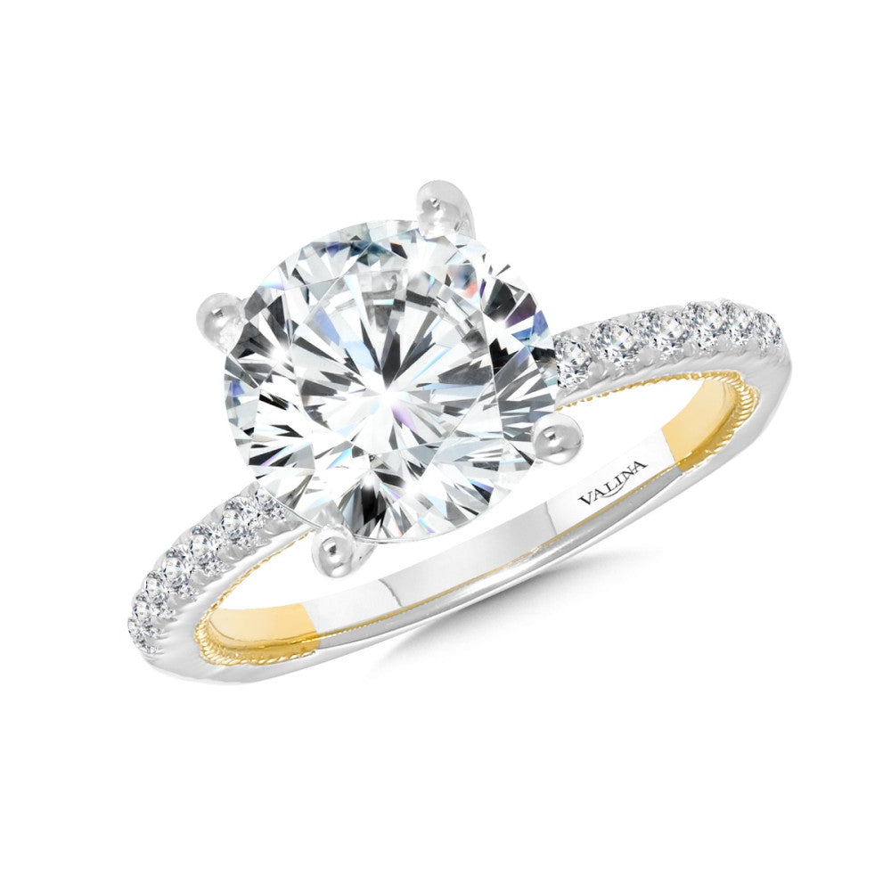 Straight Two-Tone Diamond Engagement Ring R2509WY