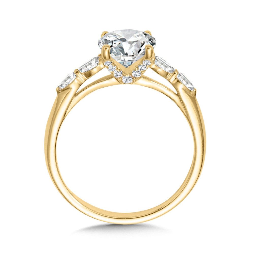 Side Stone & Hidden Accent Oval-Cut Diamond Engagement Ring R2512Y-SR