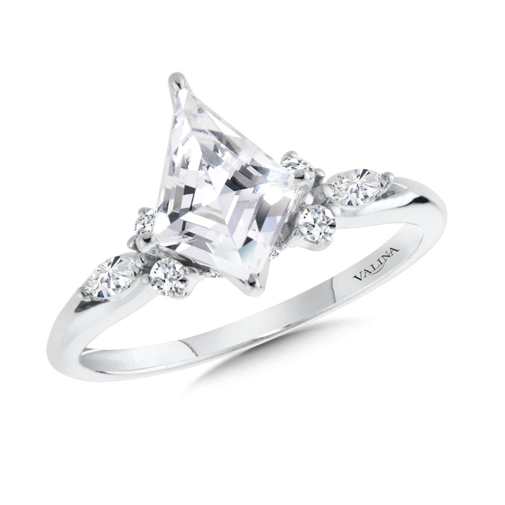Valina Kite-Cut & Side Stone Diamond Engagement Ring R2545W-SR