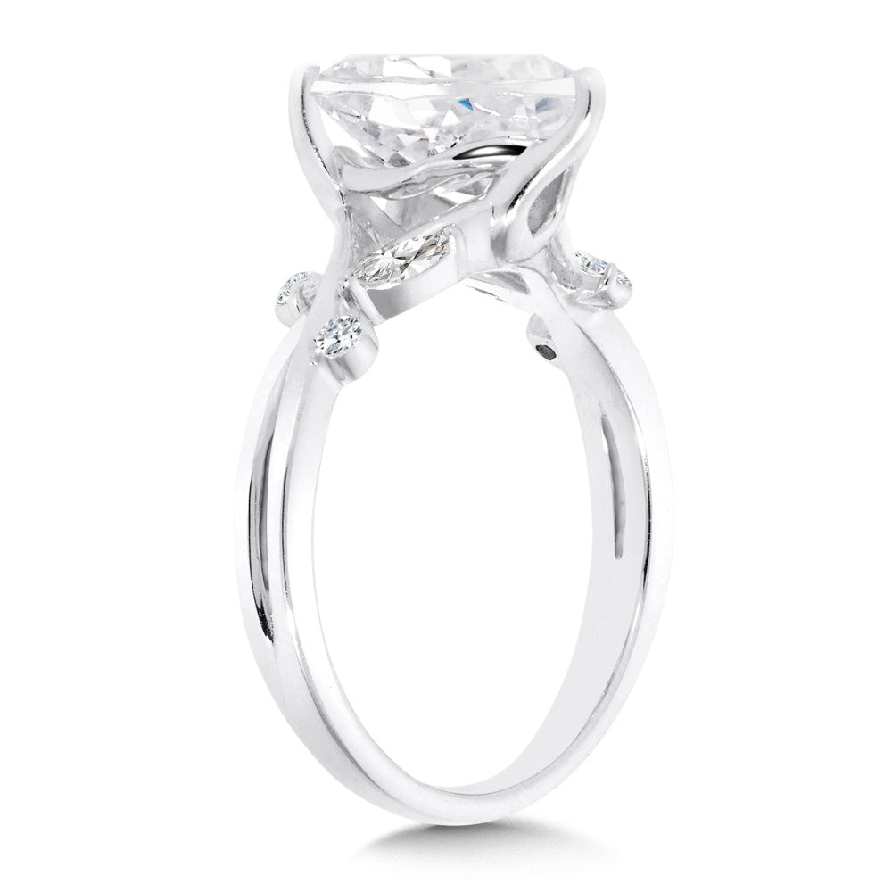 Pear-Cut & Side Stone Criss-Cross Diamond Engagement Ring R2547W-SR