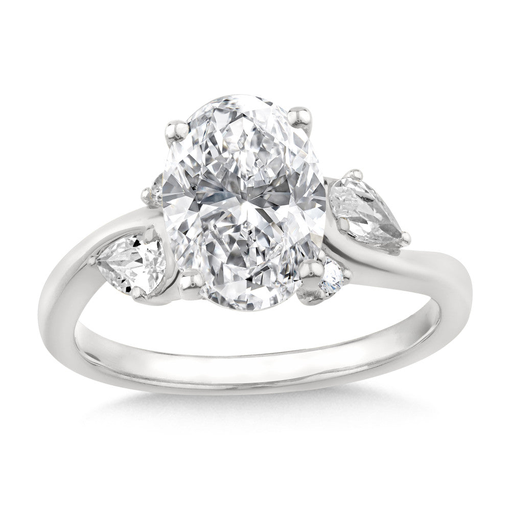 Oval-Cut Diamond Spiral Engagement Ring R2551W-SR