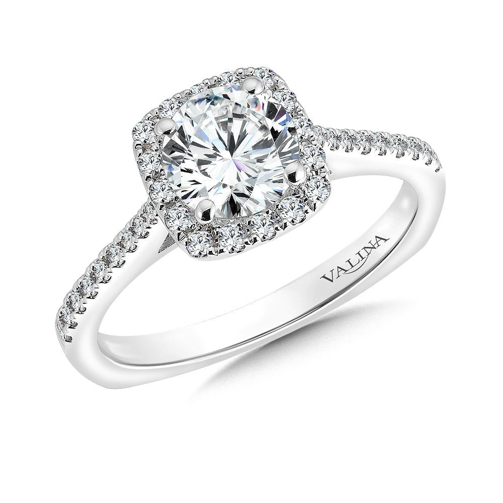 CUSHION SHAPE HALO DIAMOND ENGAGEMENT RING R9542W