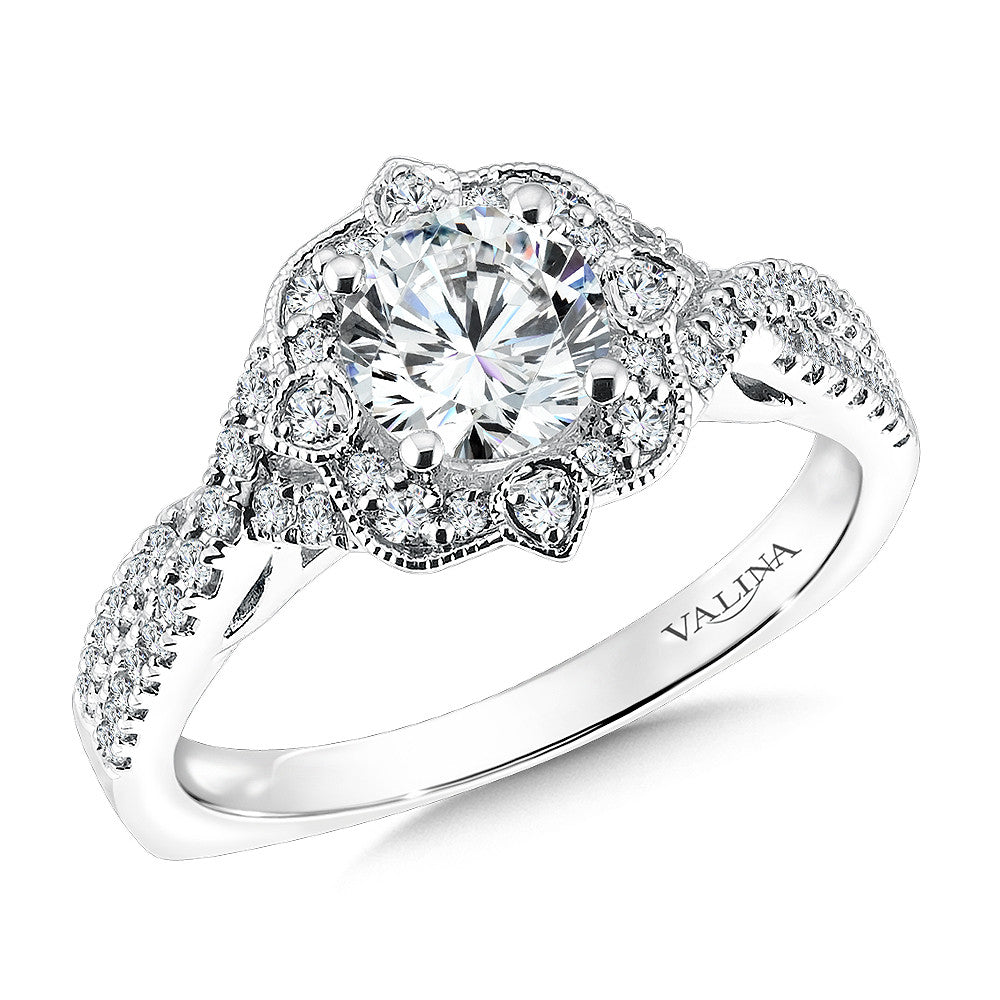 Valina Floral Shape Halo Diamond Engagement Ring R9619W
