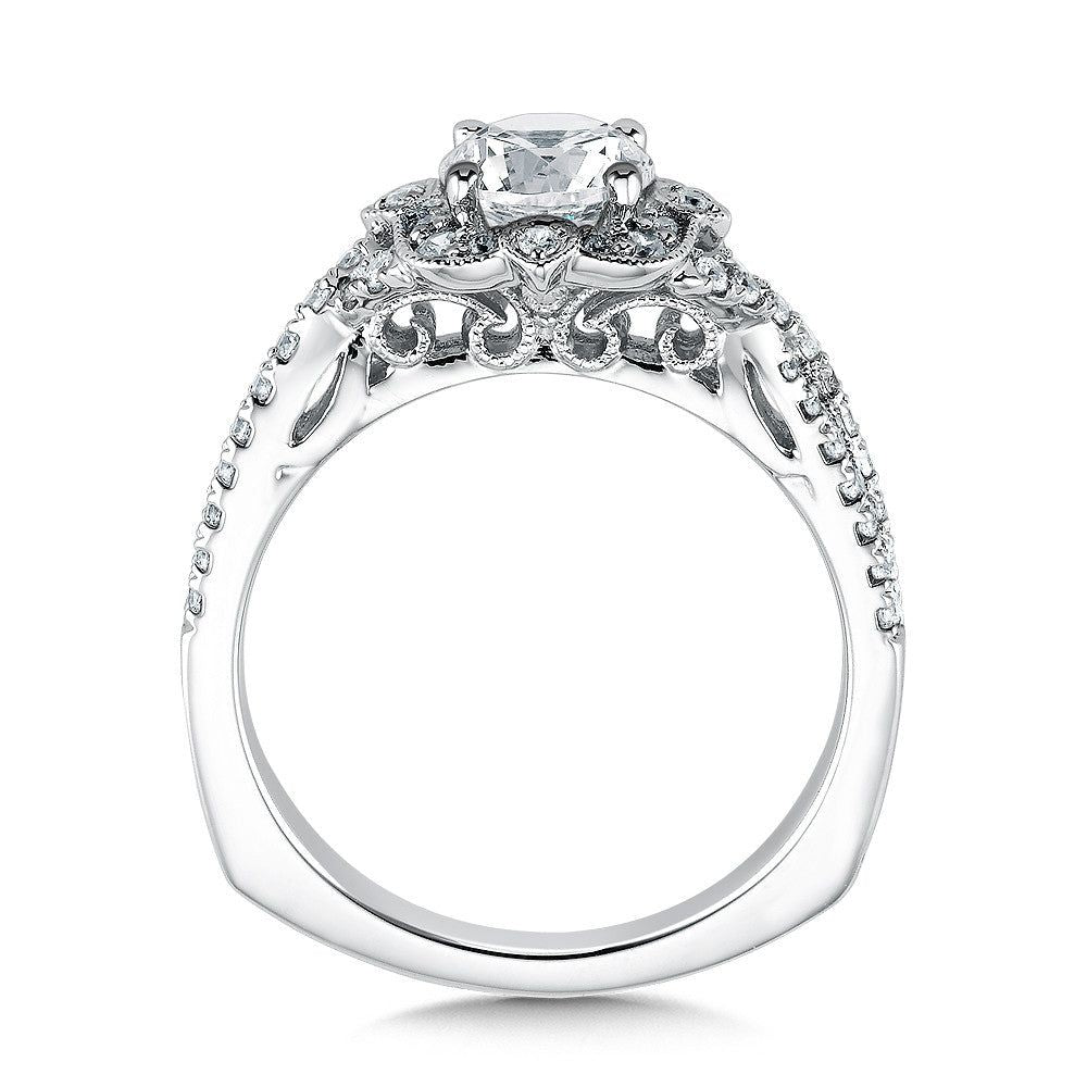 Valina Floral Shape Halo Diamond Engagement Ring R9619W