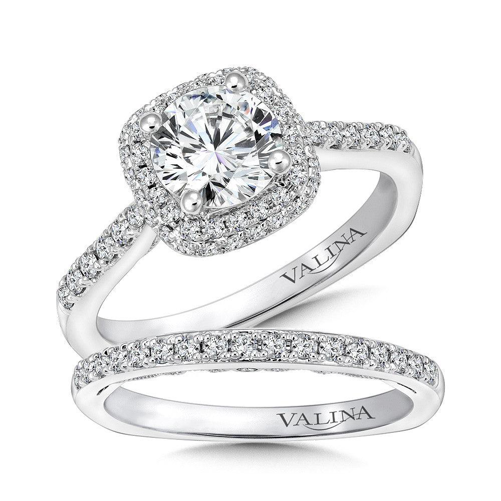 Valina Cushion Shape Halo Diamond Engagement Ring R9642W