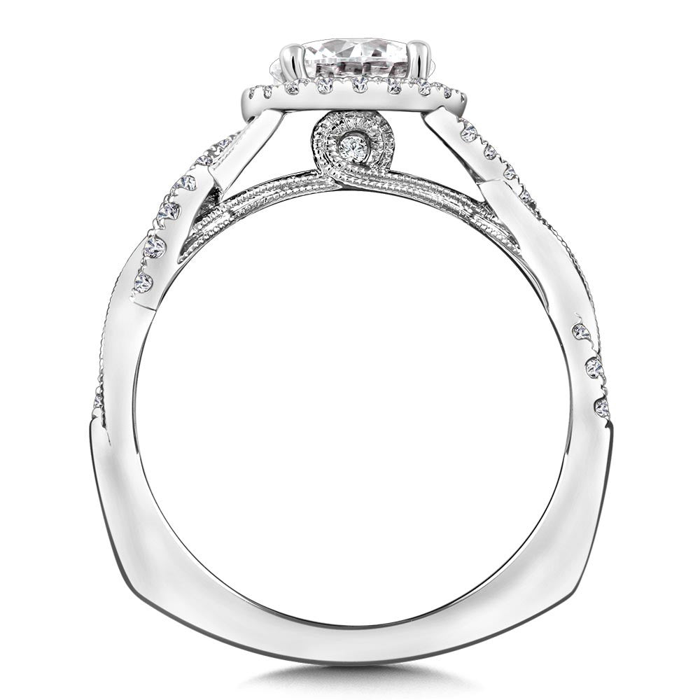 Valina Criss Cross Diamond Halo Engagement Ring R9773W