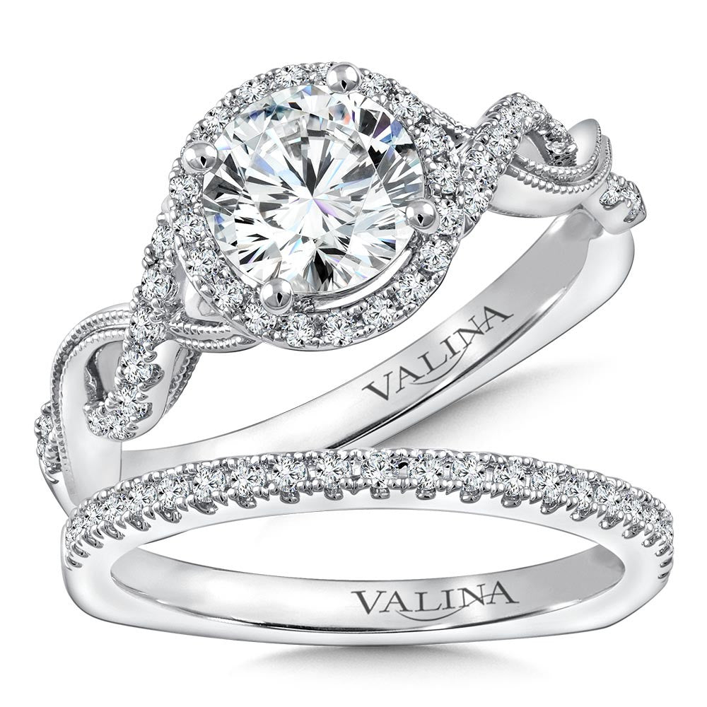 Valina Criss Cross Diamond Halo Engagement Ring R9773W