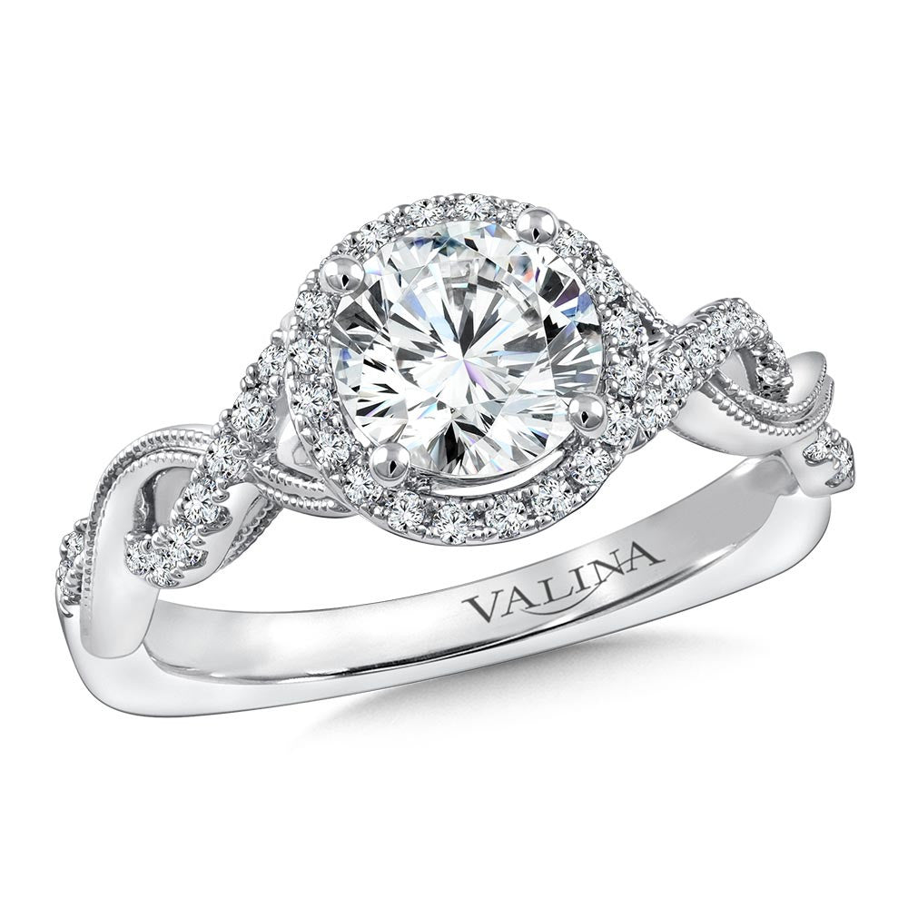 Valina Criss Cross Diamond Halo Engagement Ring R9773W