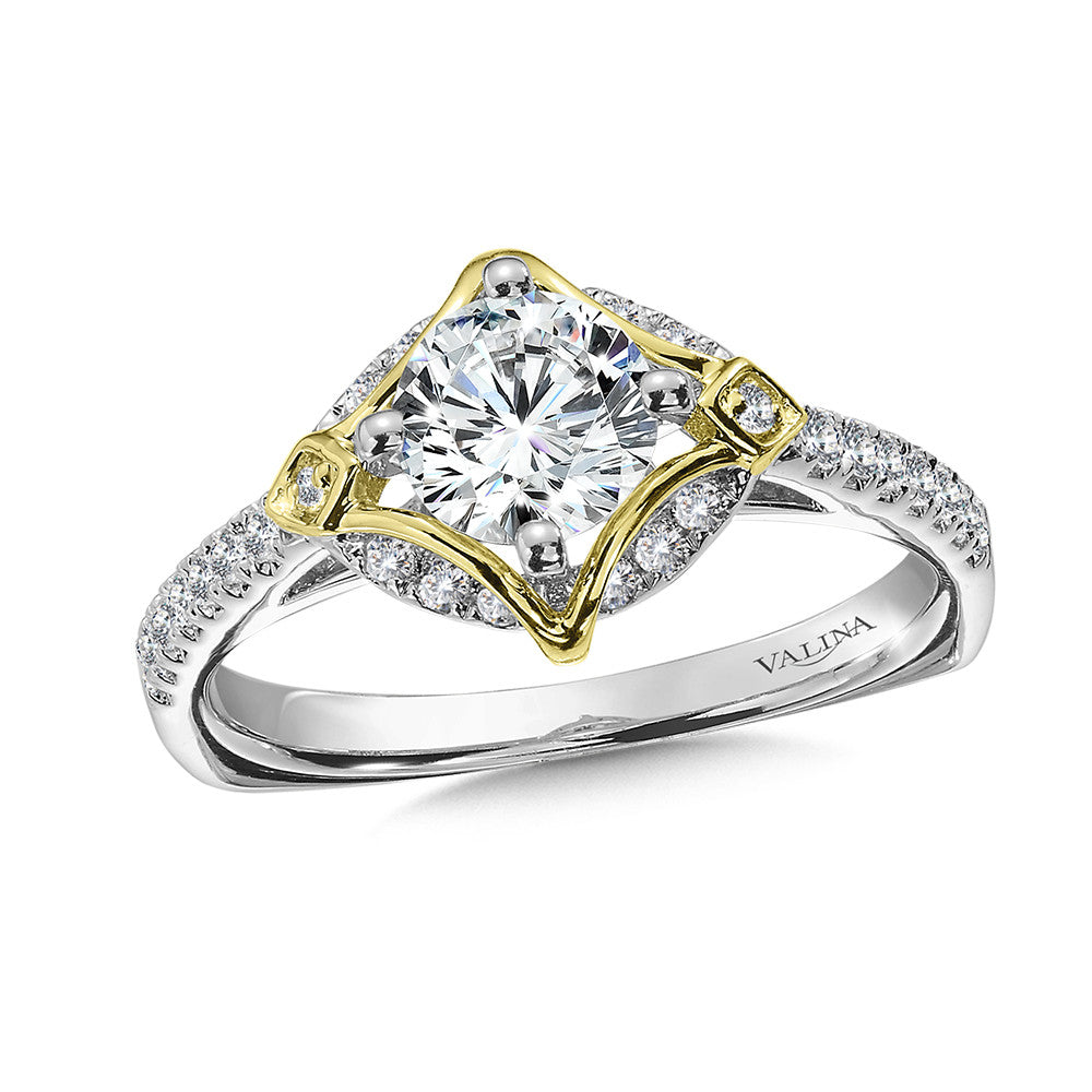 DIAMOND ENGAGEMENT RING IN 14K WHITE AND YELLOW GOLD R9899WY
