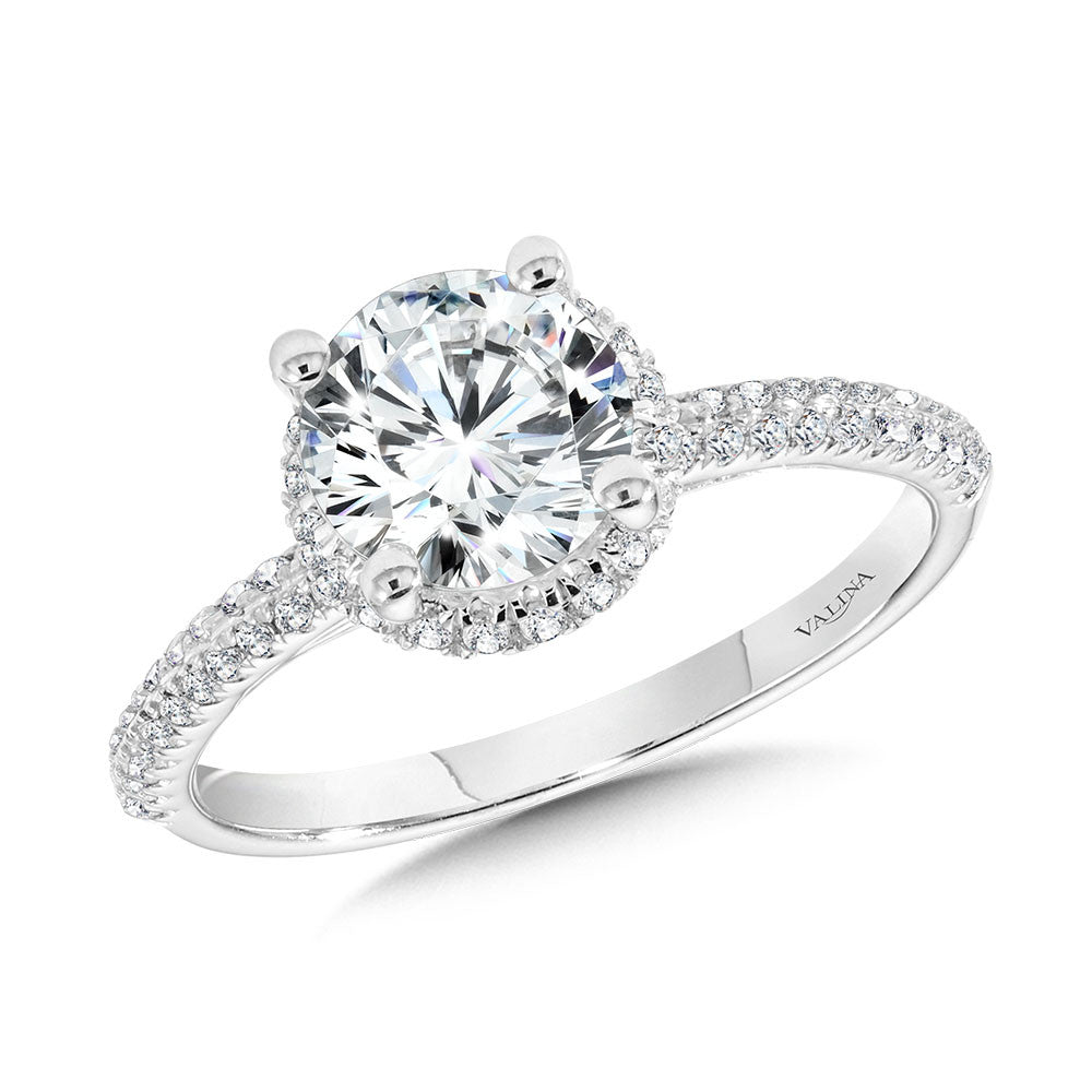 Valina Round Drop Halo Diamond Engagement Ring R2389W-SR