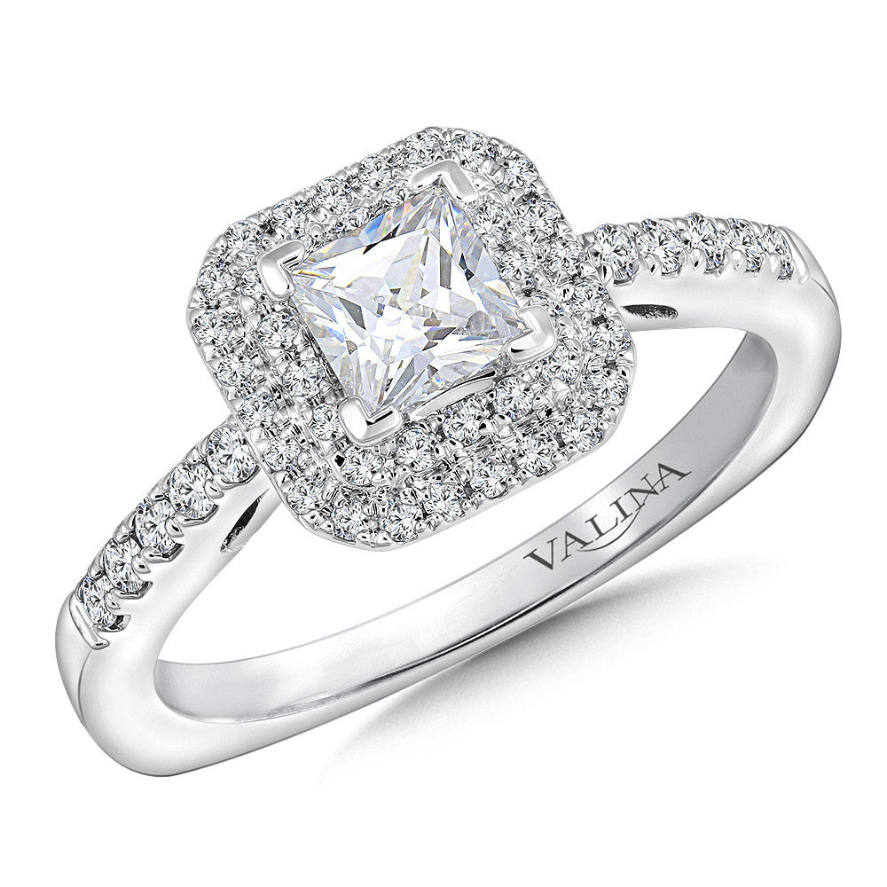 Valina Princess cut double halo Diamond Engagement Ring RQ9646W