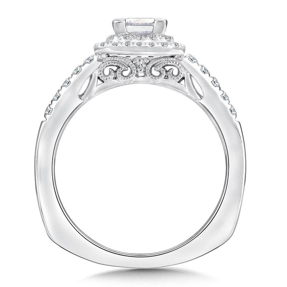 Valina Princess cut double halo Diamond Engagement Ring RQ9646W