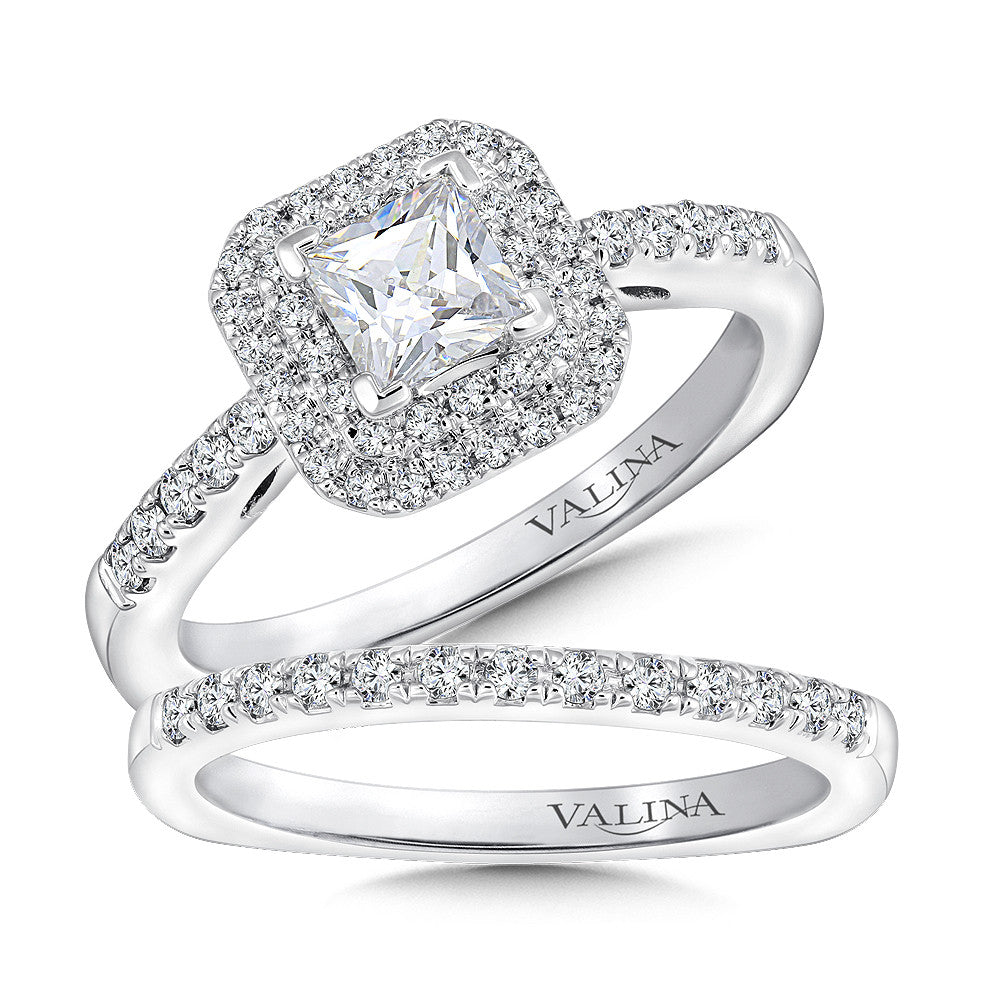 Valina Princess cut double halo Diamond Engagement Ring RQ9646W