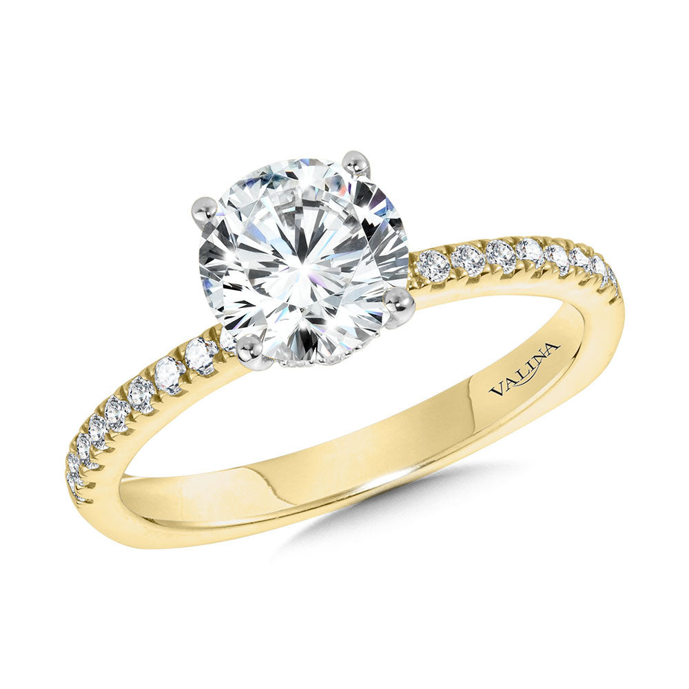 Valina Straight Hidden Halo Diamond Engagement Ring R2239Y