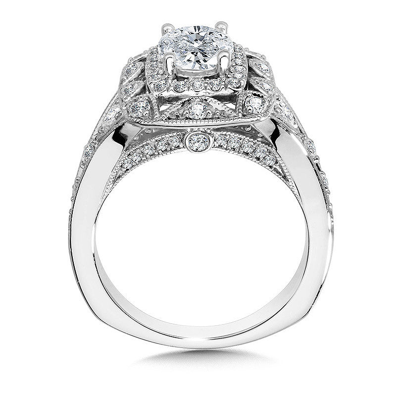 Valina Vintage Double Halo Diamond Engagement Ring R1063W