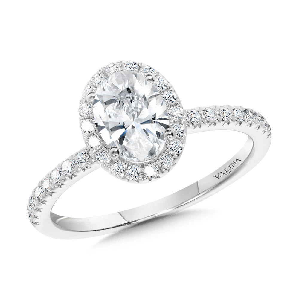 CLASSIC STRAIGHT OVAL HALO ENGAGEMENT RING R1150W-SR