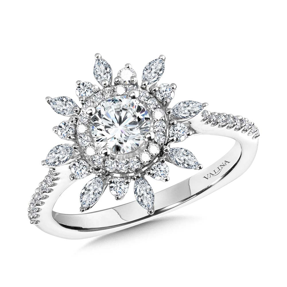 Valina Floral Double Halo Diamond Engagement Ring R2202W