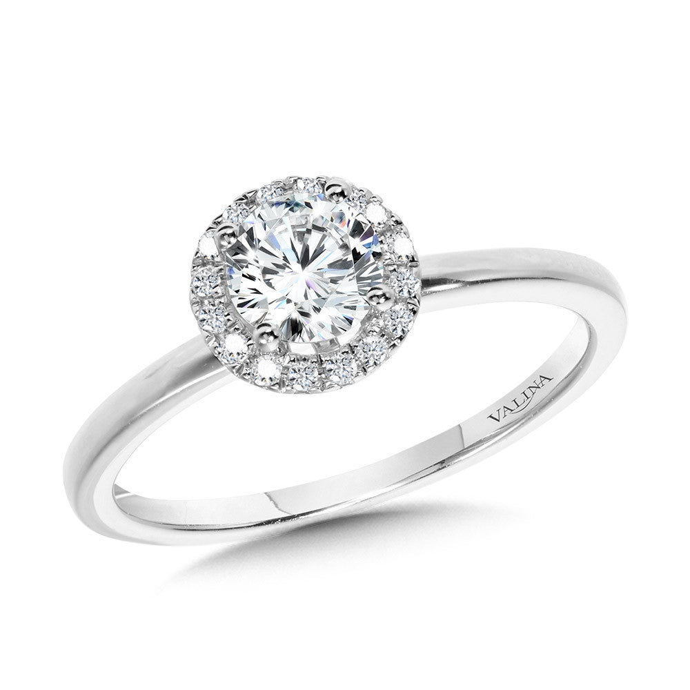 Valina Classic Straight Halo Engagement Ring R1138W-SR