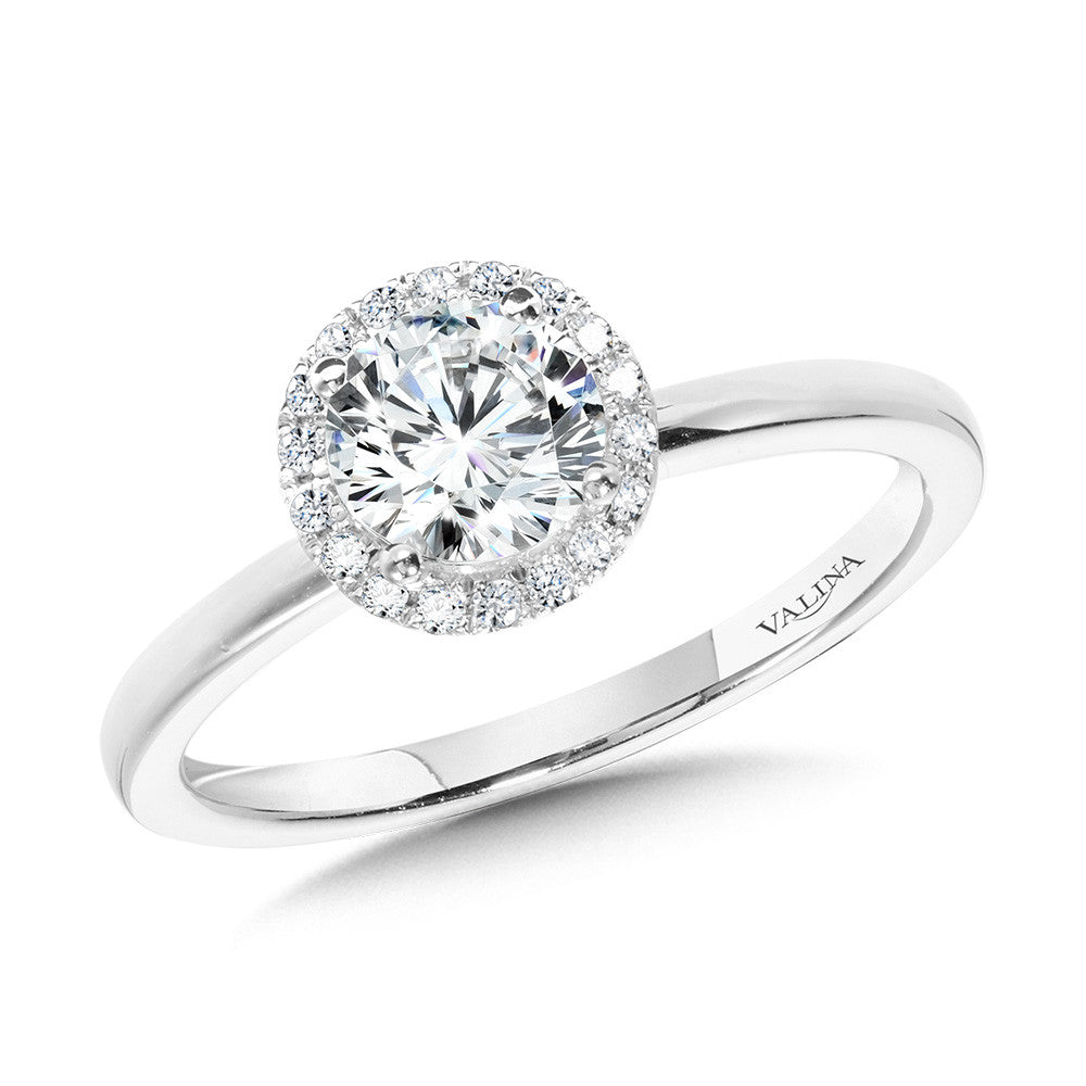 CLASSIC STRAIGHT HALO ENGAGEMENT RING R1139W-SR