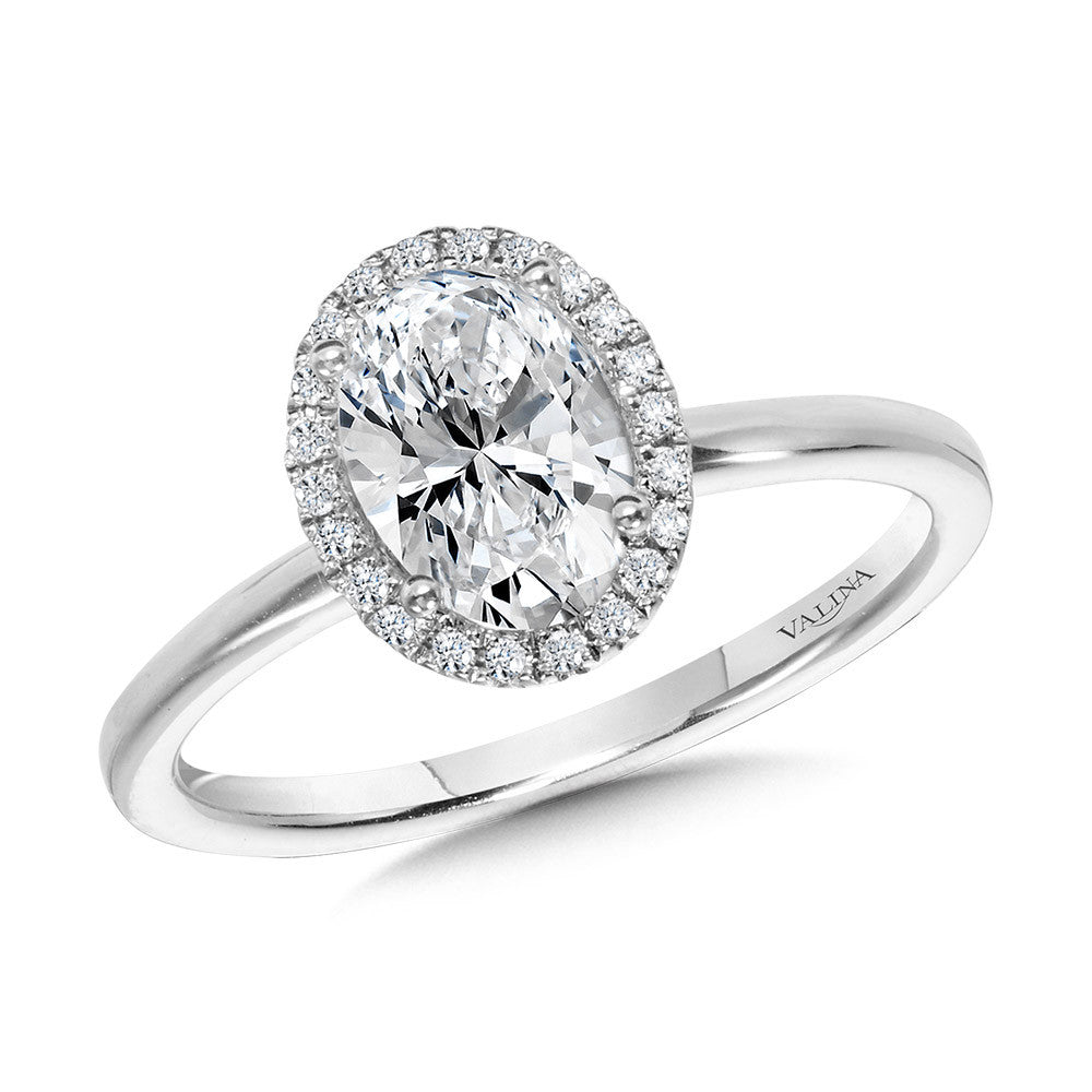CLASSIC STRAIGHT OVAL HALO ENGAGEMENT RING R1142W-SR