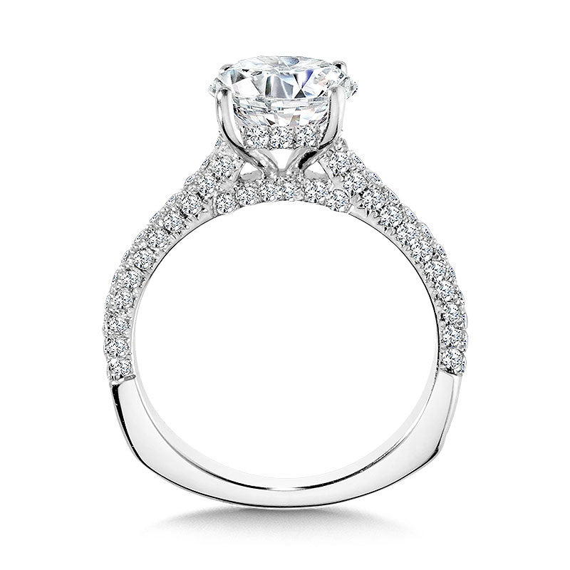 Valina Straight Pave-Set Hidden Halo Diamond Engagement Ring R2214W
