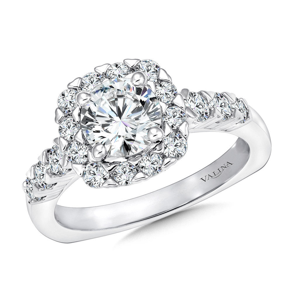 Valina Unique Cushion-Shaped Halo Diamond Engagement Ring R1083W