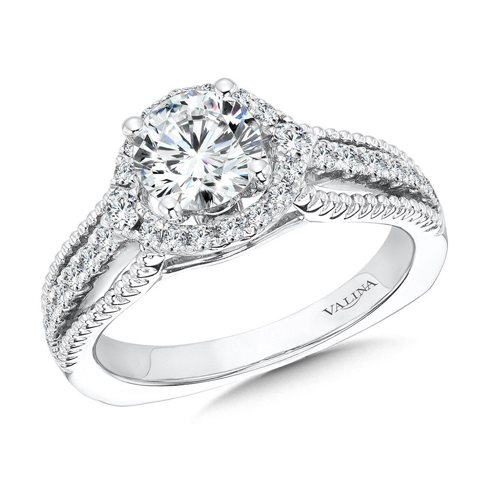 Valina Vintage Diamond Halo Engagement Ring R1072W