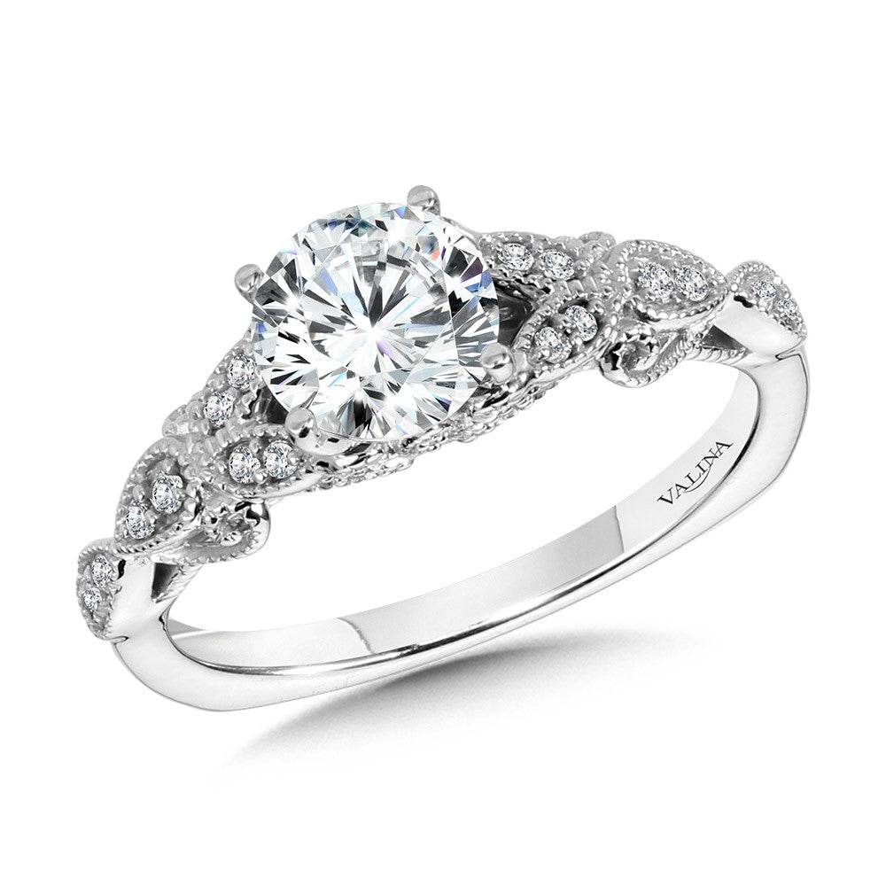 Valina Vintage Milgrain & Filigree Accented Diamond Engagement Ring R1171W