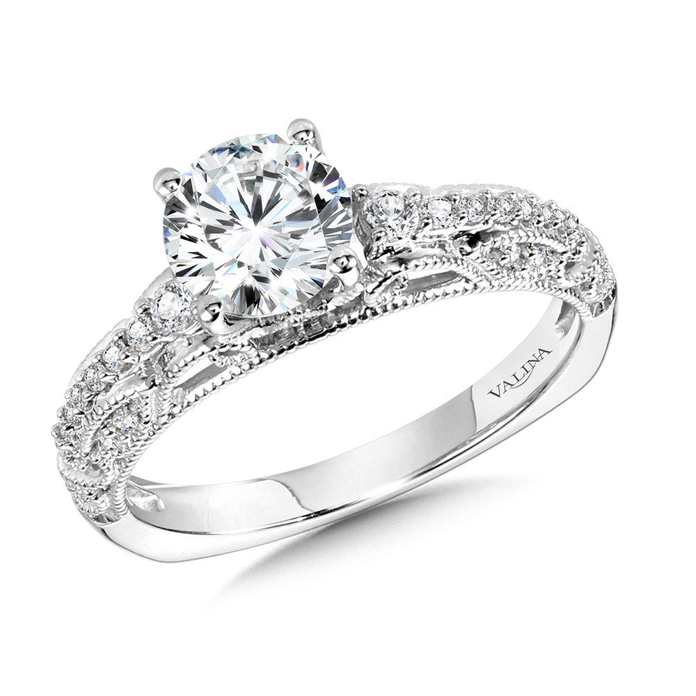 Valina Vintage Milgrain & Filigree Accented Graduating Diamond Engagement Ring R1166W