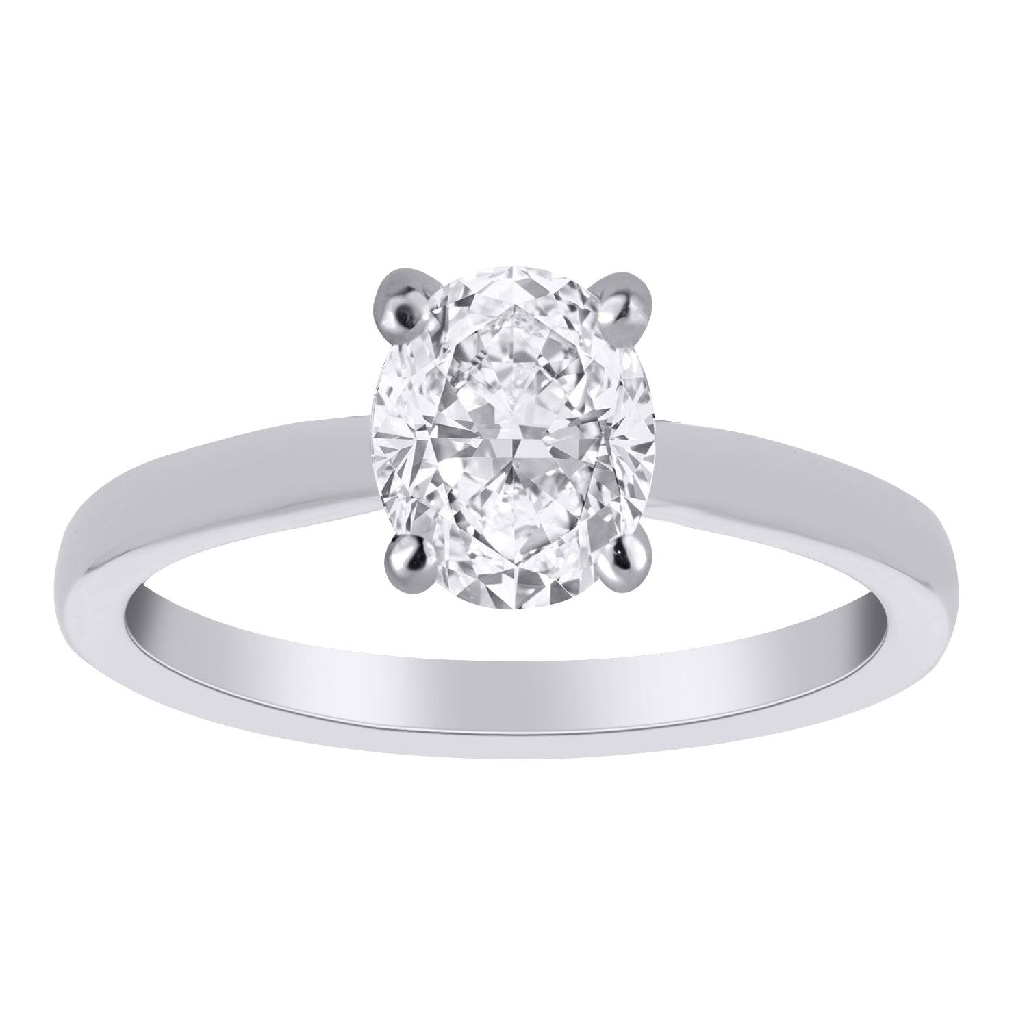 14K 1.00 CT LAB GROWN DIAMOND OVAL SOLITAIRE ENGAGEMENT RING.