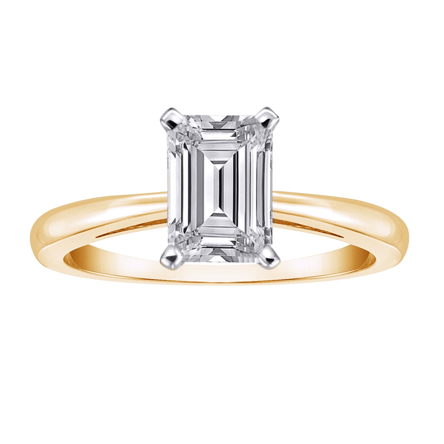 14K 1.00 CT LAB GROWN DIAMOND EMERALD CUT SOLITAIRE ENGAGEMENT RING.